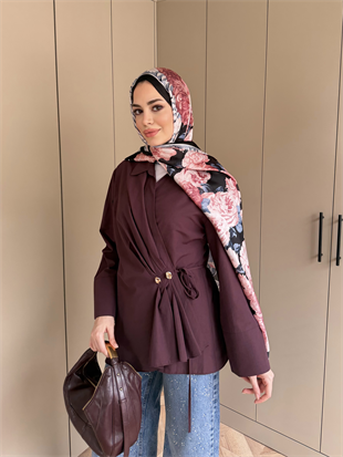 Niva Broş Detaylı Gömlek Bordo (4406)
