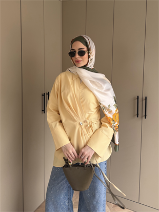 Niva Broş Detaylı Gömlek Sarı (4406)