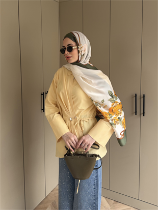 Niva Broş Detaylı Gömlek Sarı (4406)