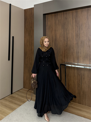 Noyan Çiçek Baskılı Tül Elbise Siyah (26005)