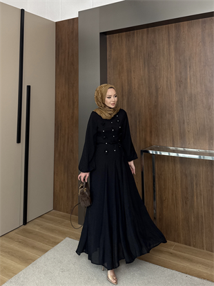 Noyan Çiçek Baskılı Tül Elbise Siyah (26005)