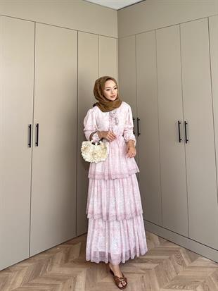 Nüha Kat Kat Elbise Pembe