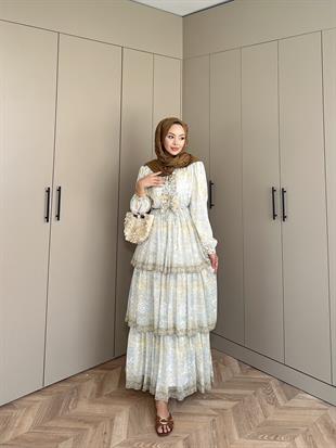 Nüha Kat Kat Elbise Sarı