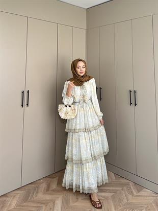 Nüha Kat Kat Elbise Sarı