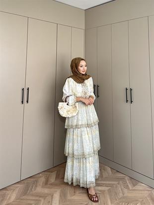 Nüha Kat Kat Elbise Sarı