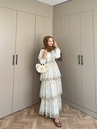 Nüha Kat Kat Elbise Sarı