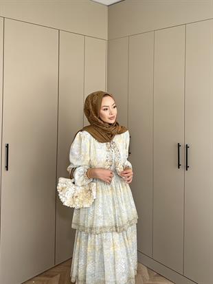 Nüha Kat Kat Elbise Sarı