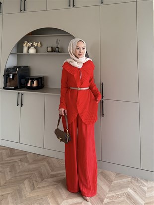 Ocea Korsaj Detaylı Takım Kırmızı (5804)