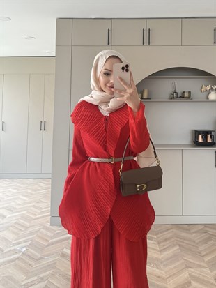 Ocea Korsaj Detaylı Takım Kırmızı (5804)