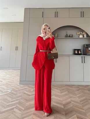 Ocea Korsaj Detaylı Takım Kırmızı (5804)