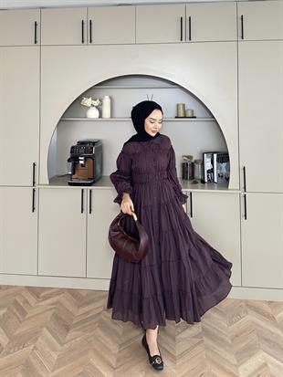  Octavia Büzgülü Elbise Kahve