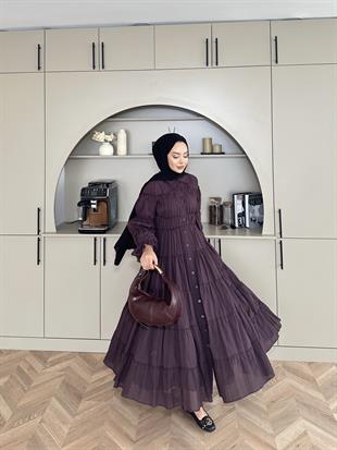  Octavia Büzgülü Elbise Kahve