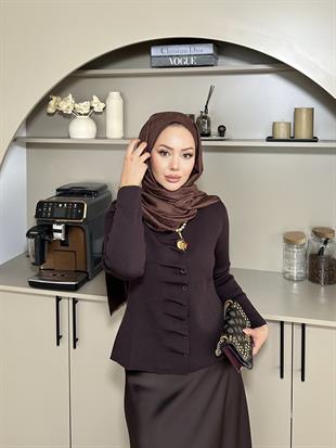 Odella Çelik Örme Hırka Kahve