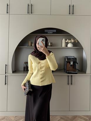 Odella Çelik Örme Hırka Sarı