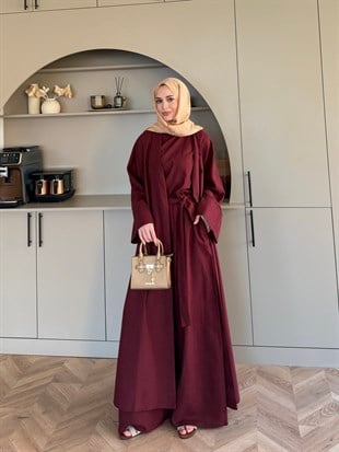 Odessa Pantolonlu Kimono Takım Bordo (4518)