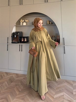 Odessa Pantolonlu Kimono Takım Yağ Yeşili (4518)