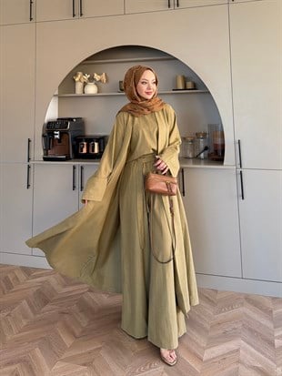 Odessa Pantolonlu Kimono Takım Yağ Yeşili (4518)