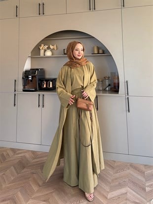 Odessa Pantolonlu Kimono Takım Yağ Yeşili (4518)