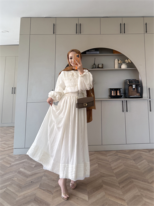 Ofelia Gipeli Etekli Takım Beyaz (5747)