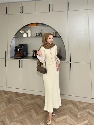 Oliva Triko Etekli Takım Bej