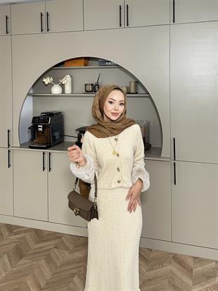 Oliva Triko Etekli Takım Bej