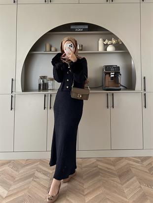 Oliva Triko Etekli Takım Siyah