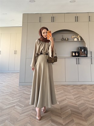 Olive Etekli Takım Vizon (7151)