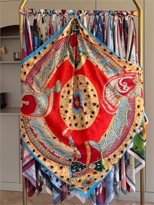 Omuz Şalı Kırmızı/Camel (02)