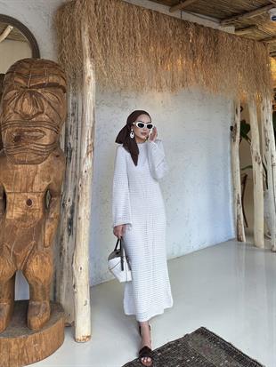 Deja Fileli Elbise Bej