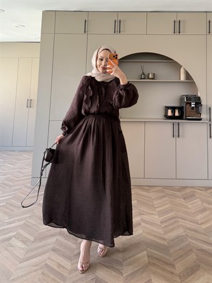 Orchid Fırfırlı Etekli Takım Kahve (5745)