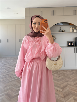 Orchid Fırfırlı Etekli Takım Pembe (5745)
