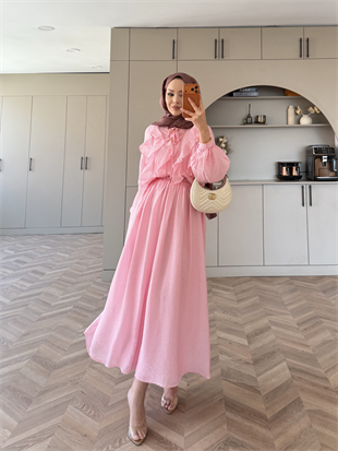 Orchid Fırfırlı Etekli Takım Pembe (5745)