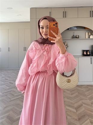 Orchid Fırfırlı Etekli Takım Pembe (5745)
