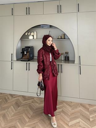 Carla Saten Etek Bordo