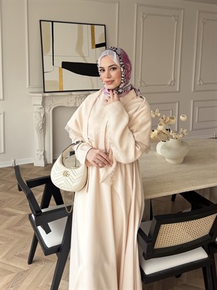 Orlina Omuz Şallı Elbise Bej (1886)