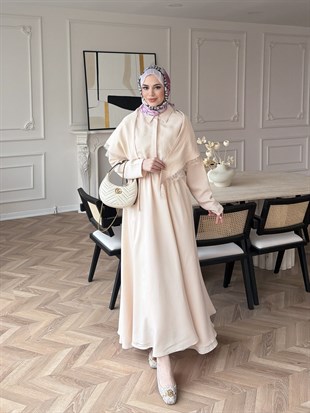 Orlina Omuz Şallı Elbise Bej (1886)