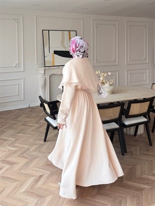 Orlina Omuz Şallı Elbise Bej (1886)