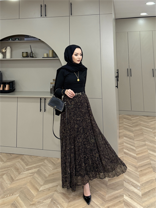 Otantik Desen Şifon Etek 