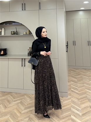 Otantik Desen Şifon Etek 