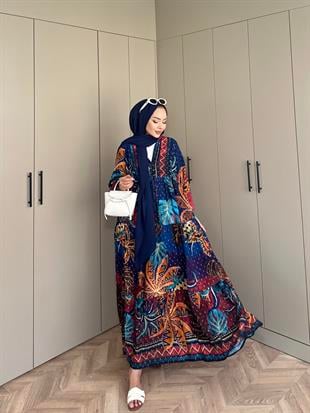 Otantik Viskon Elbise Mavi