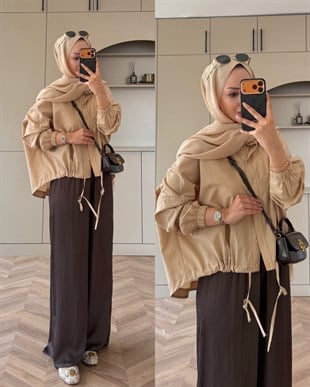 Mireya Bağlama Detaylı Gömlek Bej (4530)