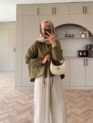 Oversize Büzgülü Gömlek Haki (4530)