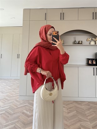 Mireya Bağlama Detaylı Gömlek Kırmızı (4530)
