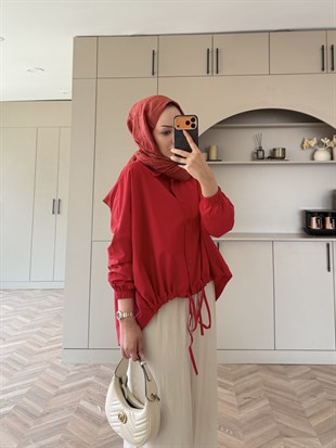 Mireya Bağlama Detaylı Gömlek Kırmızı (4530)