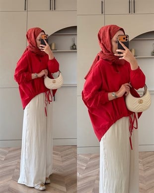 Mireya Bağlama Detaylı Gömlek Kırmızı (4530)
