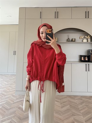 Mireya Bağlama Detaylı Gömlek Kırmızı (4530)