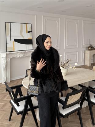 Owen Kürklü Leopar Kaban Kahve