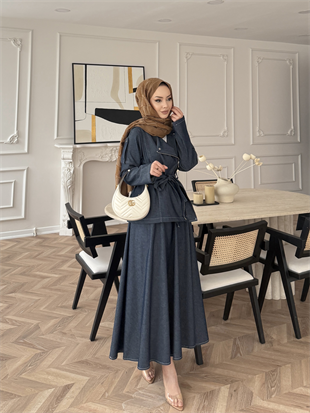 Paloma Fermuarlı Kot Etekli Takım Lacivert (2319)