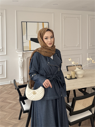 Paloma Fermuarlı Kot Etekli Takım Lacivert (2319)