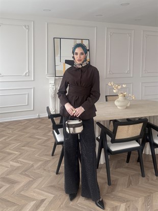 Panna Kuşaklı Gömlek Acı Kahve (8019)